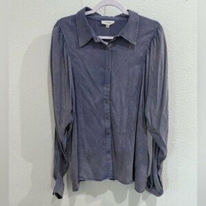 New eesome Boho Oversized Lagenlook Top Long Sleeve Button Beachy Vintage